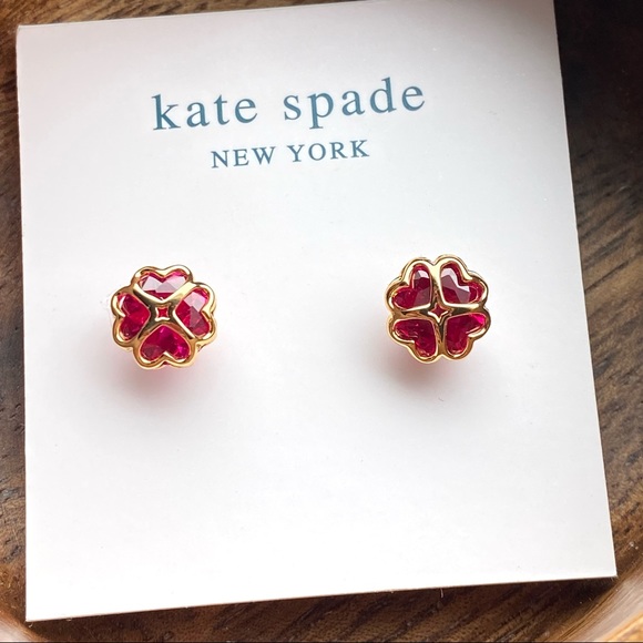 NWT Kate Spade Sparkly Stud Cubic Zirconia Crystal Heart Earrings - Picture 2 of 7